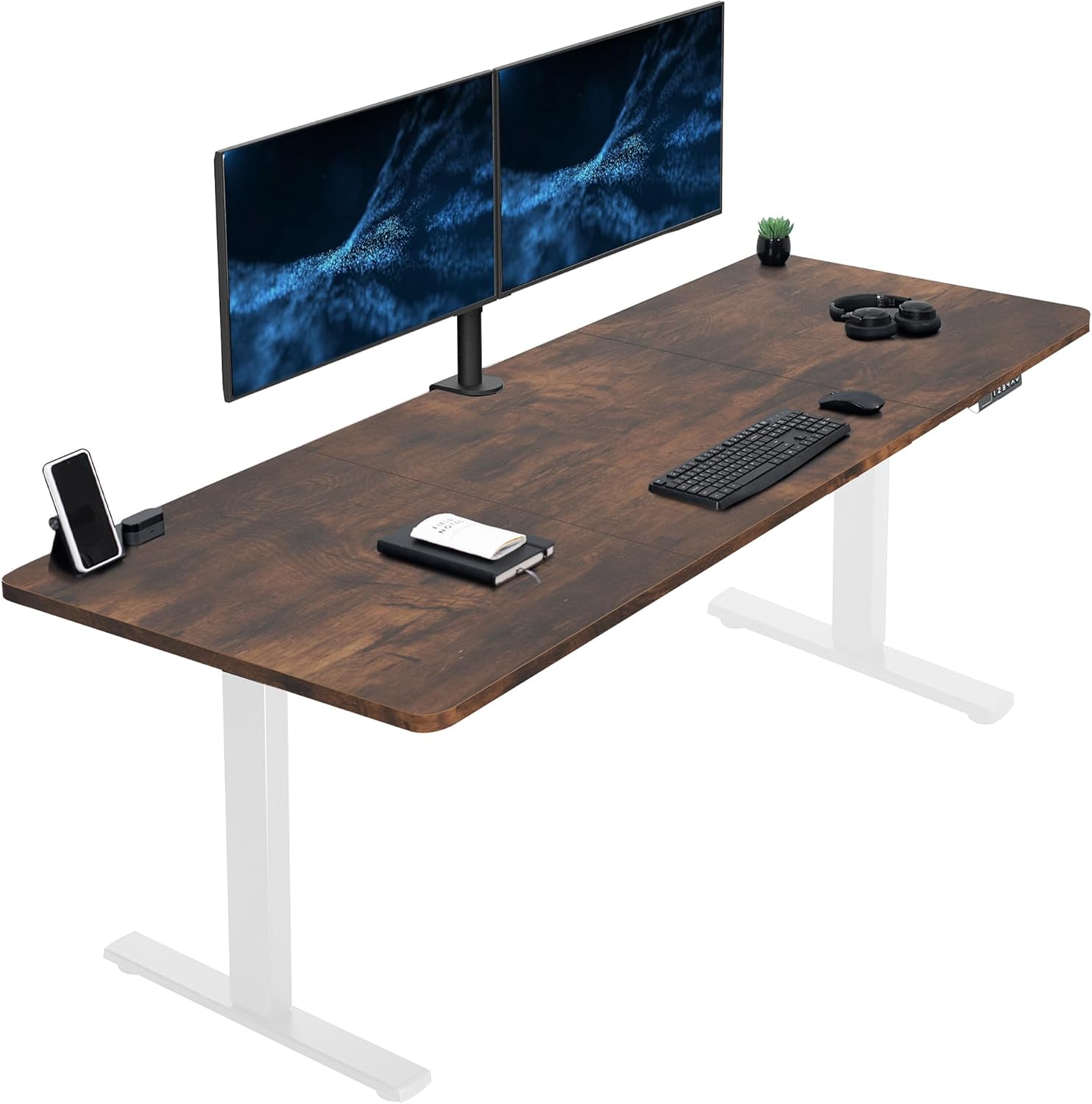 VIVO Electric 60 x 24 in Standing Desk, Memory Height Adjustment, 1B Series, Holds 220 lbs, One-Piece Black Top, Black Frame, DESK-KIT-1B6B
