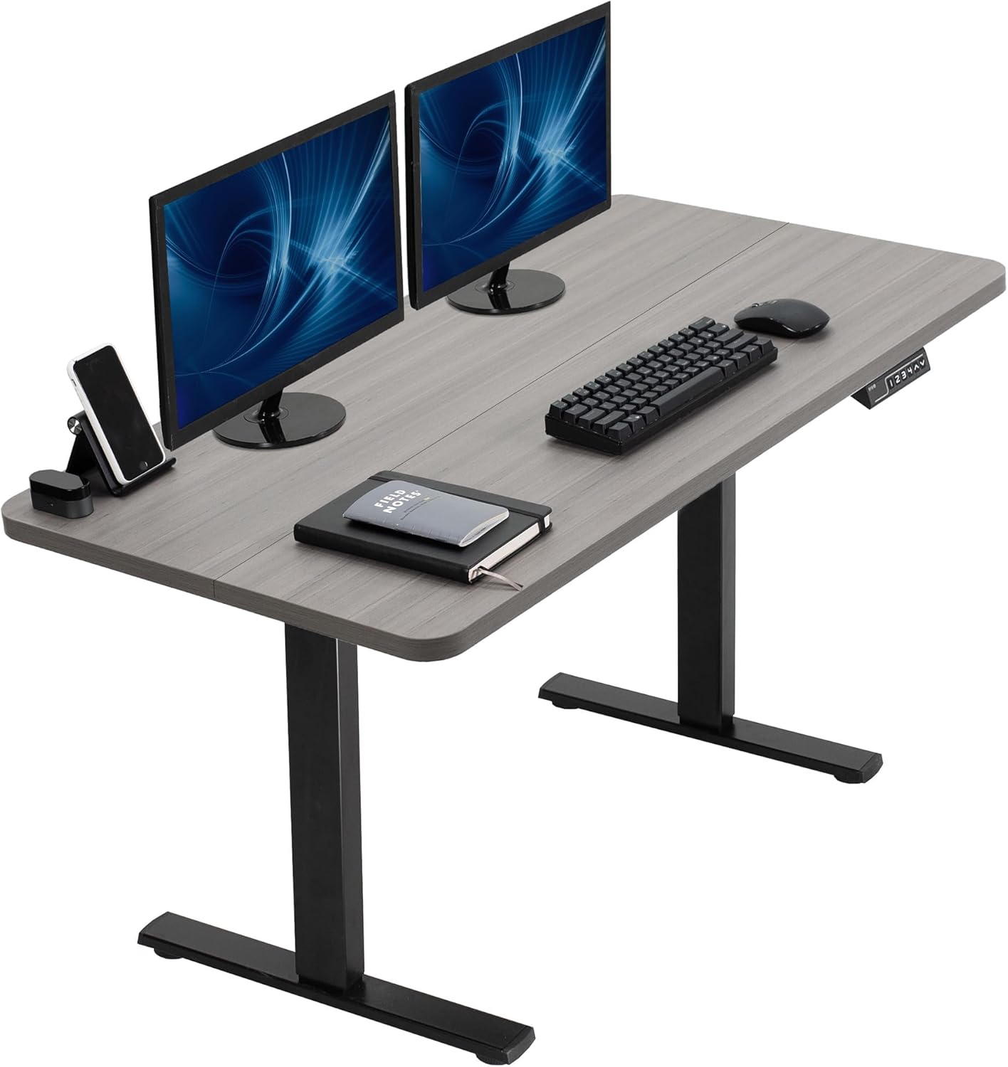 VIVO Electric 60 x 24 in Standing Desk, Memory Height Adjustment, 1B Series, Holds 220 lbs, One-Piece Black Top, Black Frame, DESK-KIT-1B6B