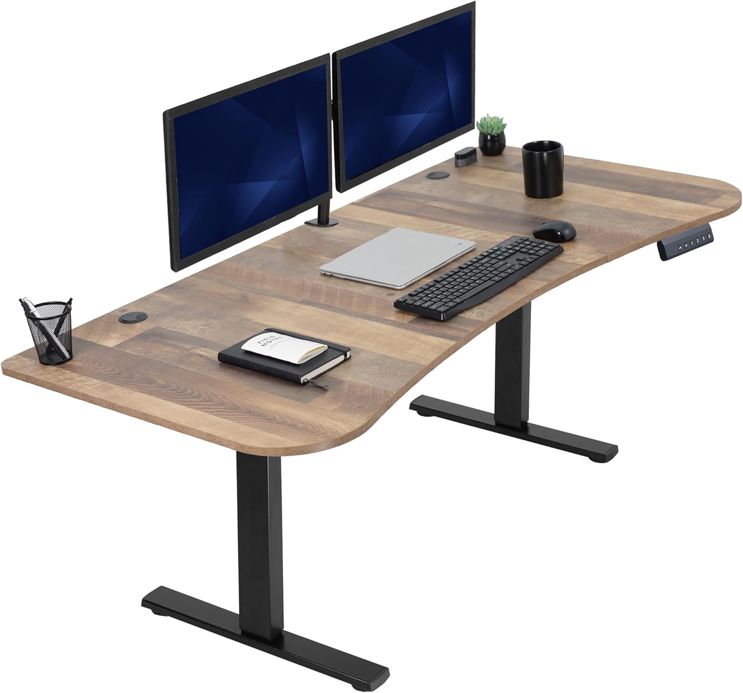VIVO Electric 60 x 24 in Standing Desk, Memory Height Adjustment, 1B Series, Holds 220 lbs, One-Piece Black Top, Black Frame, DESK-KIT-1B6B