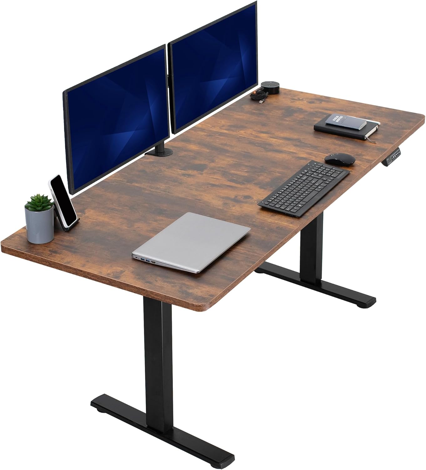 VIVO Electric 60 x 24 in Standing Desk, Memory Height Adjustment, 1B Series, Holds 220 lbs, One-Piece Black Top, Black Frame, DESK-KIT-1B6B