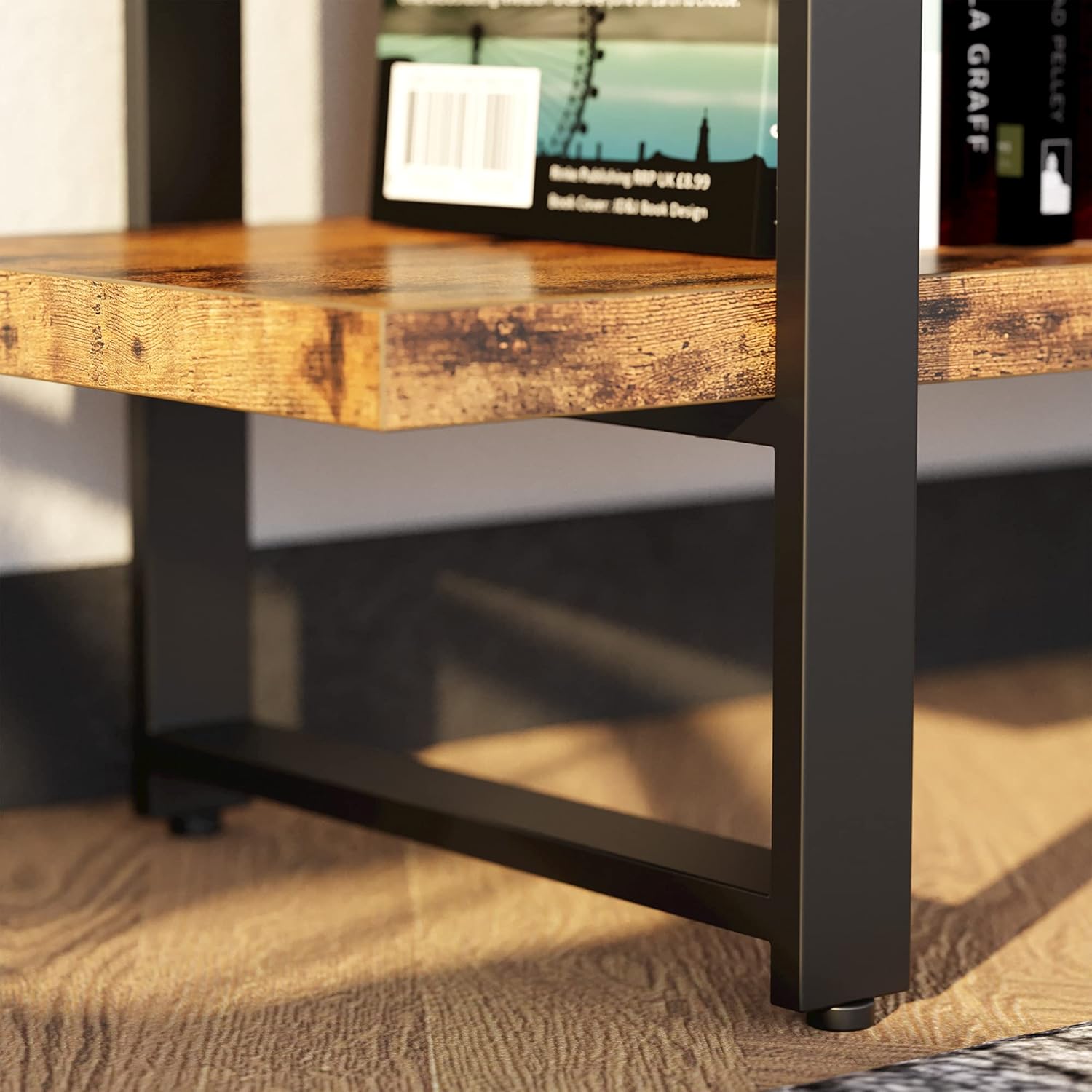 IRONCK Industrial Bookshelf and Bookcase Double Wide 5 Tier, Large Open Shelves, Wood and Metal Bookshelves for Home Office Furniture, Easy Assembly | Bookcase, Large, Open Shelves, Bookshelves, Easy Assembly