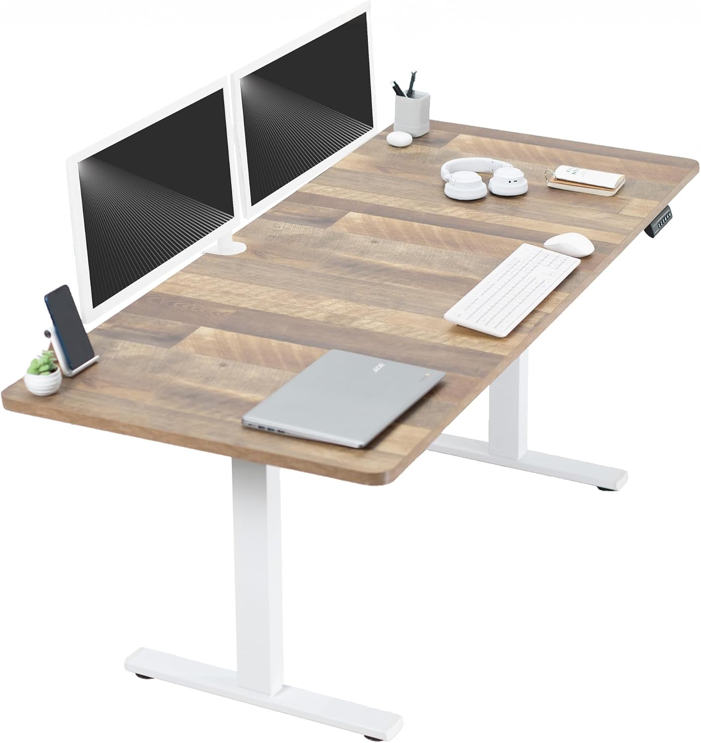 VIVO Electric 60 x 24 in Standing Desk, Memory Height Adjustment, 1B Series, Holds 220 lbs, One-Piece Black Top, Black Frame, DESK-KIT-1B6B