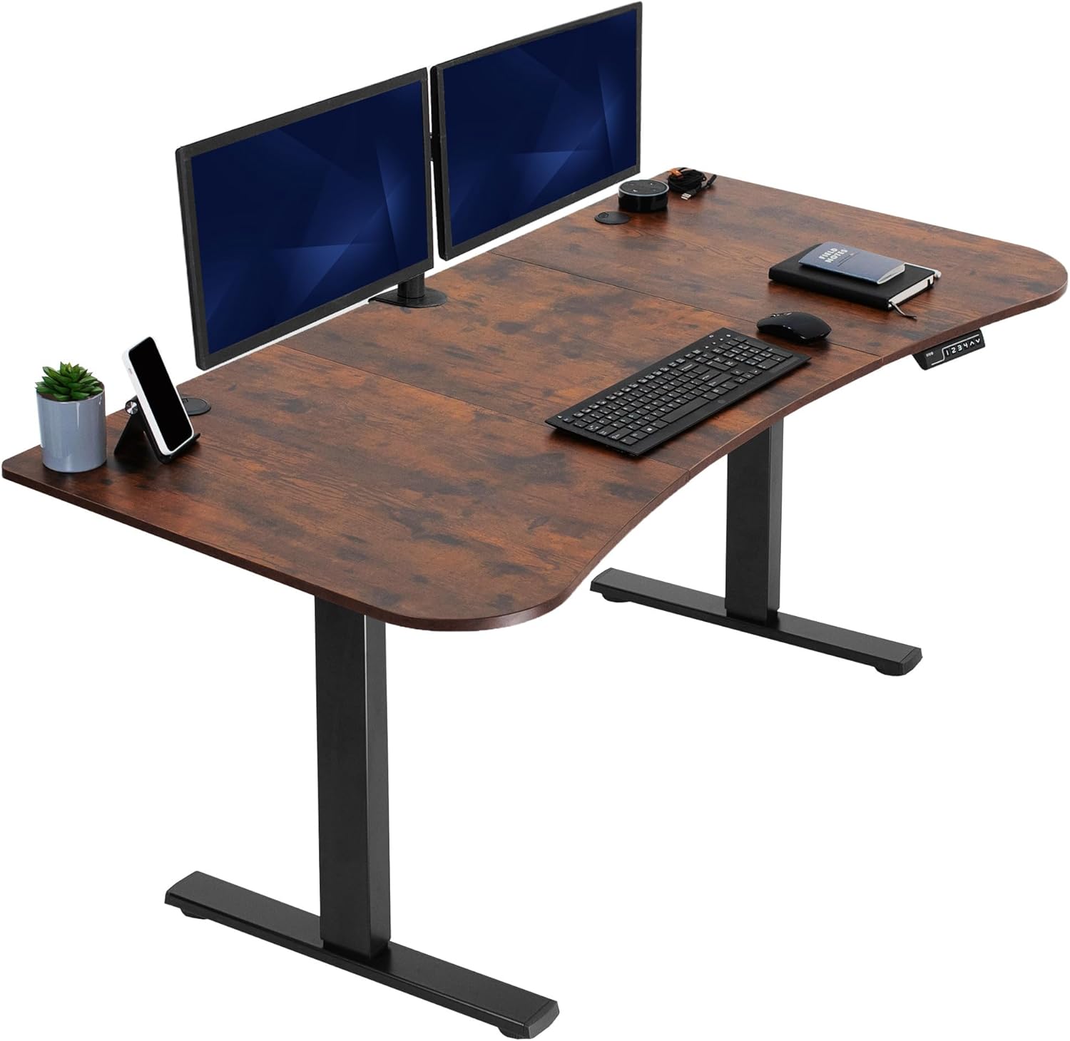 VIVO Electric 60 x 24 in Standing Desk, Memory Height Adjustment, 1B Series, Holds 220 lbs, One-Piece Black Top, Black Frame, DESK-KIT-1B6B