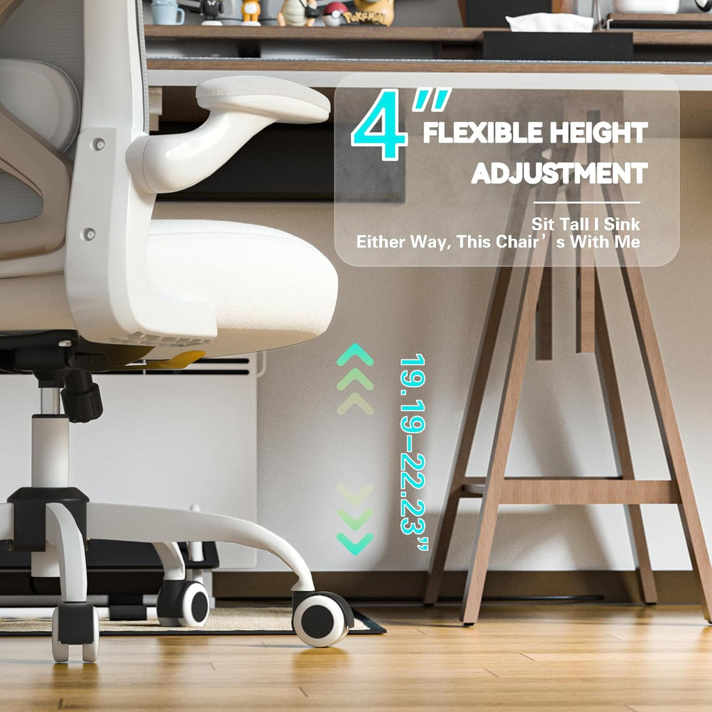 Office Desk Chair with Ergonomic Lumbar Support, Extra-Thick Seat Cushion, Flip-up Arms, Breathable Mesh Back, Computer Task Chair for Home Office