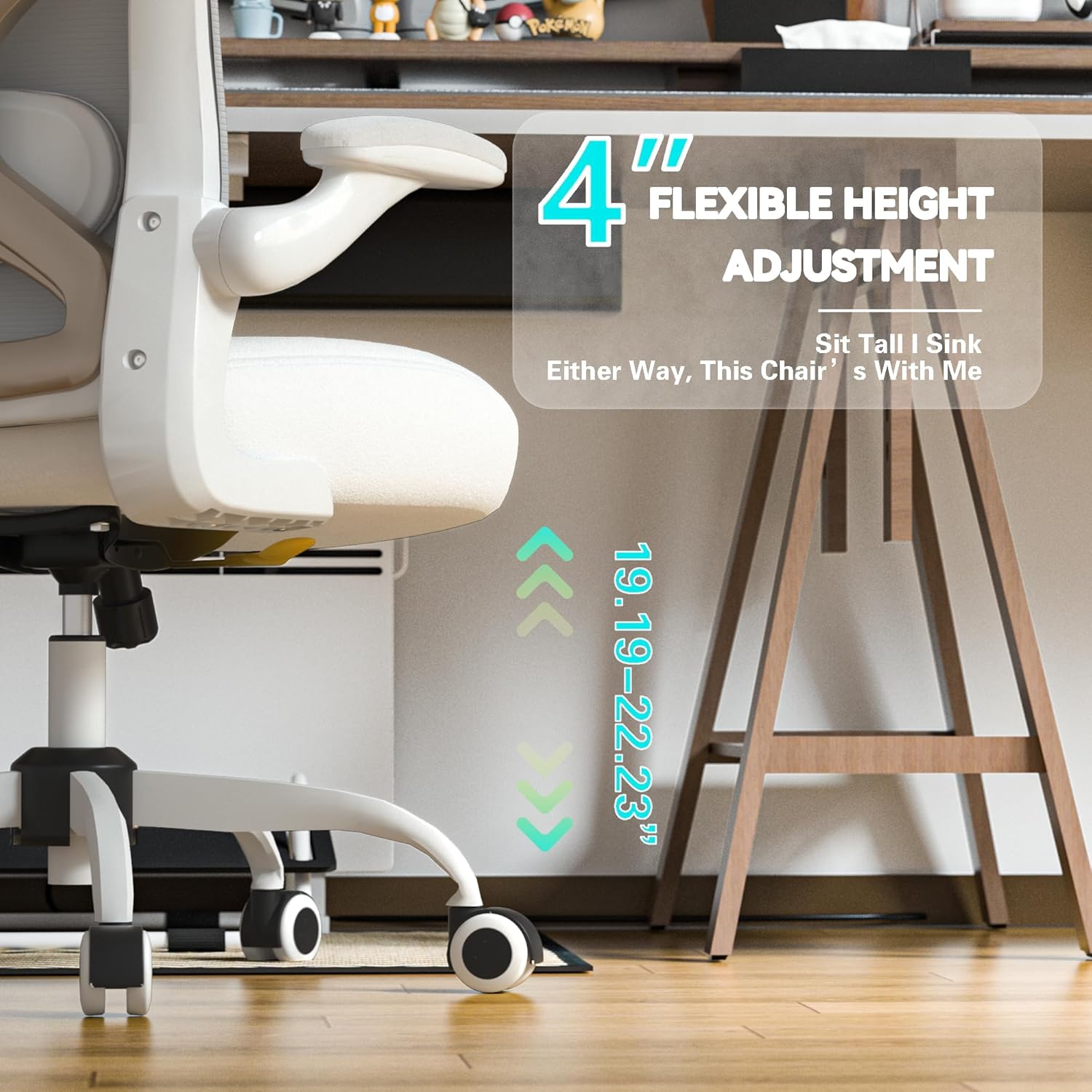 Office Desk Chair with Ergonomic Lumbar Support, Extra-Thick Seat Cushion, Flip-up Arms, Breathable Mesh Back, Computer Task Chair for Home Office