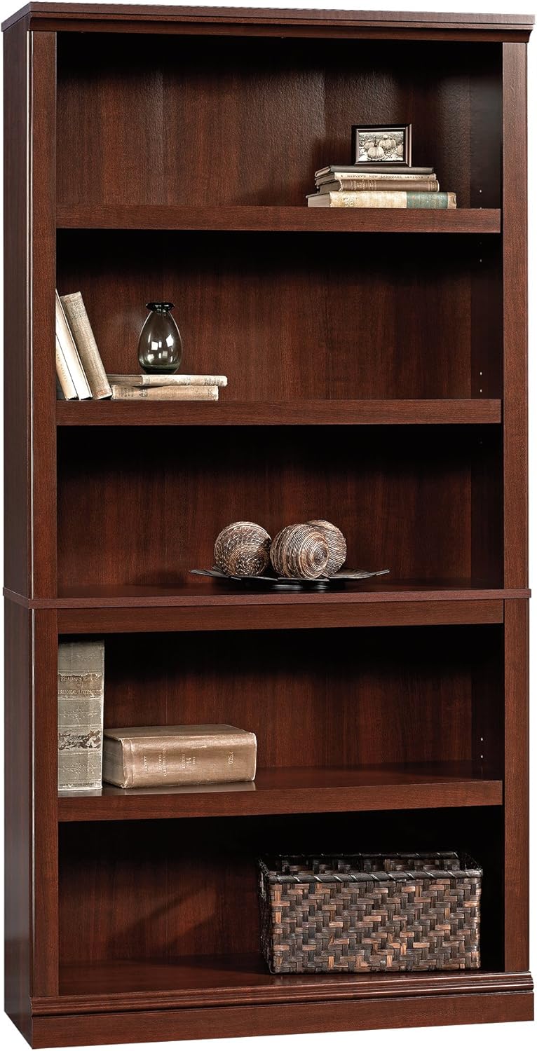 Sauder 5-Shelf Split Bookcase/ Book shelf, Oiled Oak finish