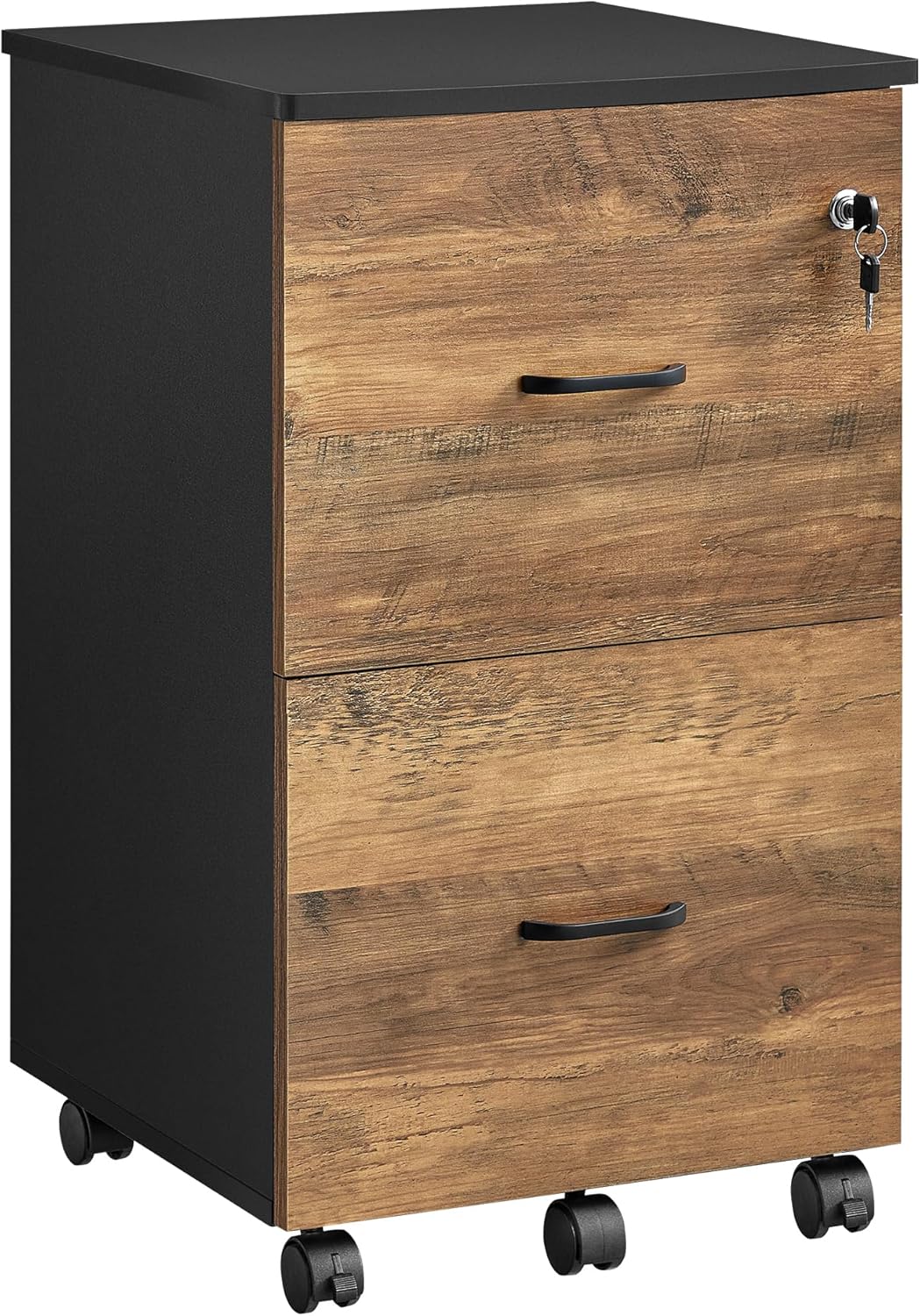VASAGLE 2-Drawer File Cabinet, Small Rolling Filing Cabinet for Home Office, Printer Stand, for A4, Letter-Size Documents, 15.7 x 16.5 x 27.6 Inches, Matte Black UOFC040B16