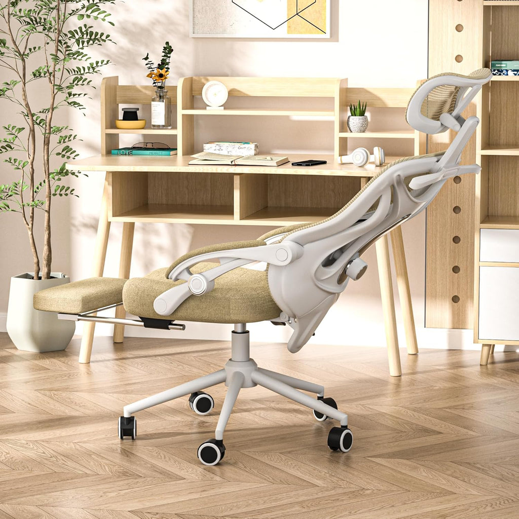 Ergonomic Office Chair with Footrest - Adjustable Lumbar Support & Headrest, 90-160° Reclining Mesh Back Computer Chair - Home Office/Gaming, 350lbs Capacity (SGS Certified)