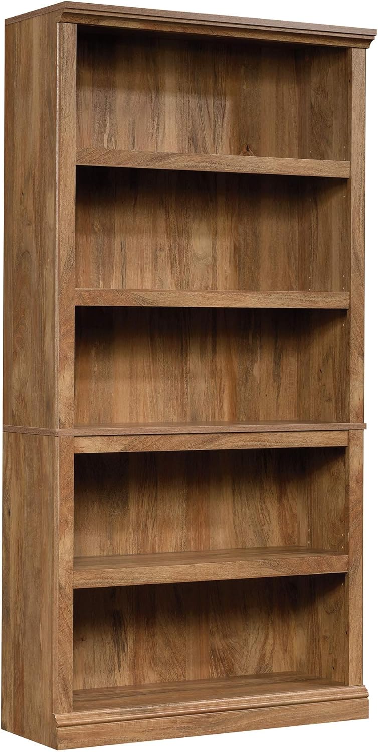 Sauder 5-Shelf Split Bookcase/ Book shelf, Oiled Oak finish