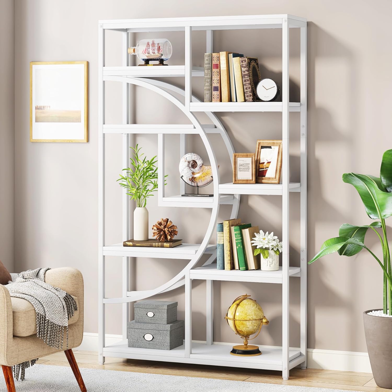 Tribesigns Bookshelf, Industrial 5 Tier Etagere Bookcase, Freestanding Tall Bookshelves Display Shelf Storage Organizer with 9-Open Storage Shelf for Living Room, Bedroom