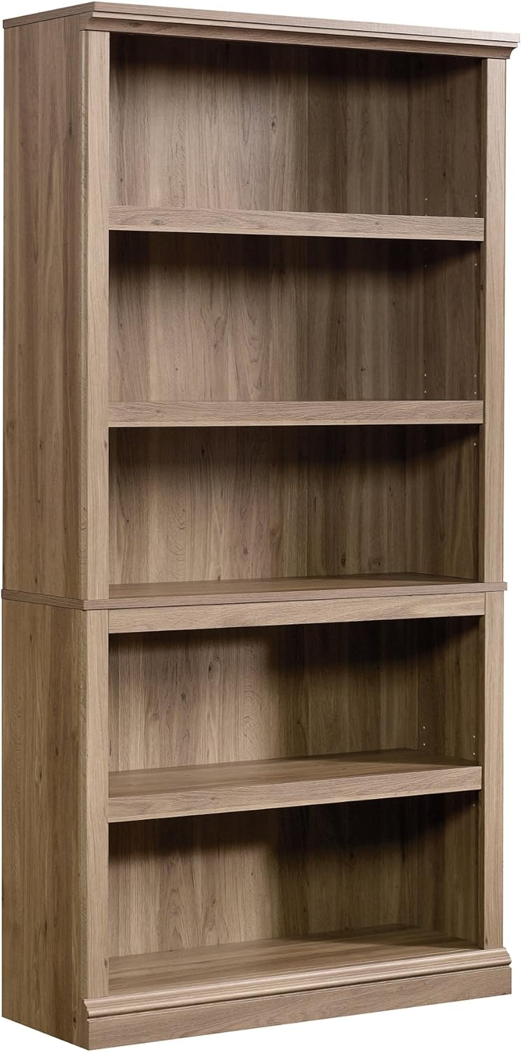 Sauder 5-Shelf Split Bookcase/ Book shelf, Oiled Oak finish