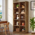 Tribesigns 70.86" Wooden 10 Cubes Bookcase Set of 2, 5-Tier Tall Bookshelf with Unique Curved-Edge Design, Rustic Display Storage Organizer with Open Shelves for Living Room, Home Office, Bedroom (2)