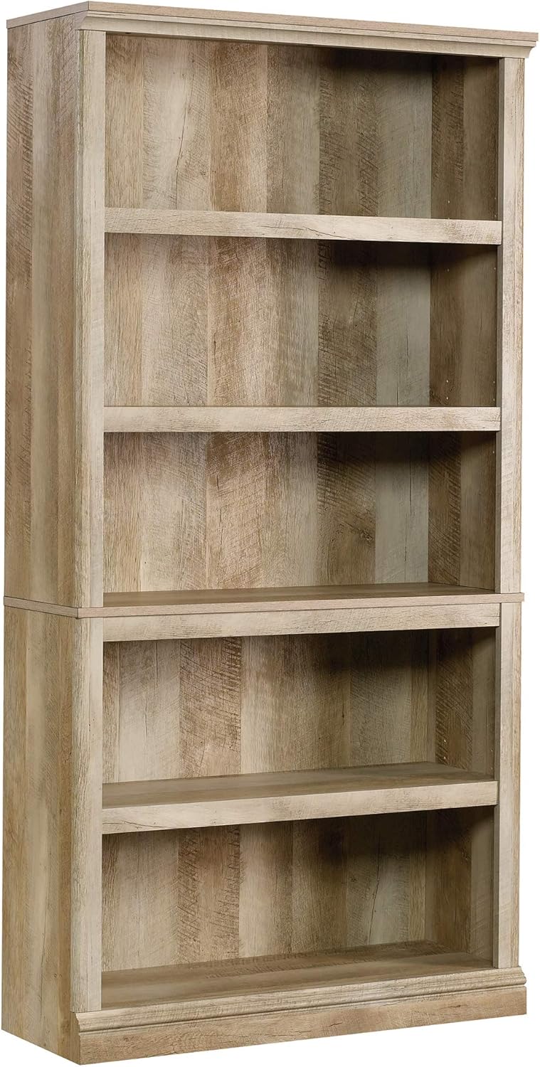 Sauder 5-Shelf Split Bookcase/ Book shelf, Oiled Oak finish