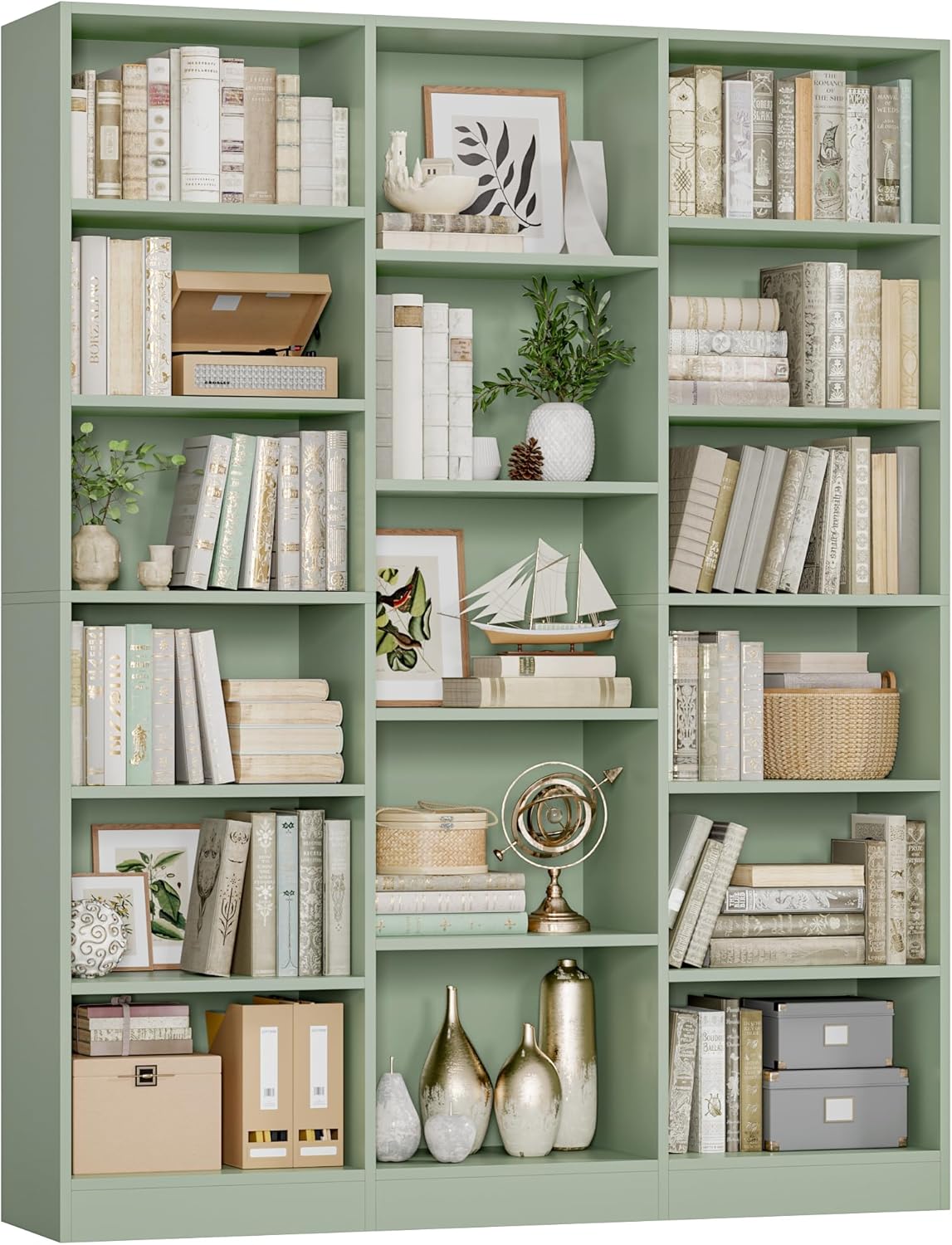 FACBOTALL Triple Wide Bookshelf, 6 Tier Large Bookshelf, Bookcase with 17 Open Display Shelves, 74'' Tall Bookcases and Bookshelves for Living Room, Home Office, Library, White