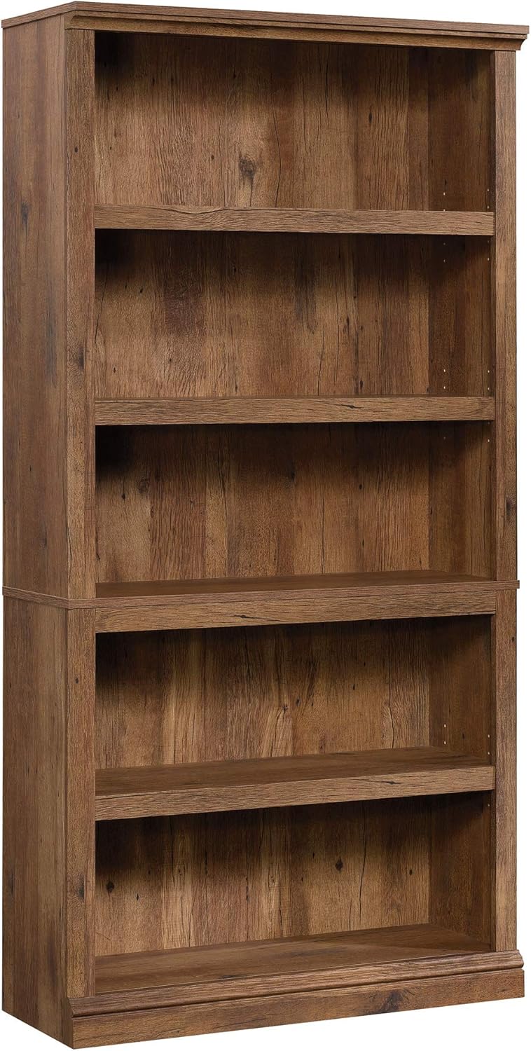 Sauder 5-Shelf Split Bookcase/ Book shelf, Oiled Oak finish