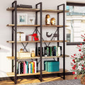 IRONCK Industrial Bookshelf and Bookcase Double Wide 5 Tier, Large Open Shelves, Wood and Metal Bookshelves for Home Office Furniture, Easy Assembly | Bookcase, Large, Open Shelves, Bookshelves, Easy Assembly